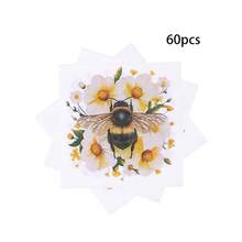 20/40/60Pcs,Bulk Watercolor Disposable Napkins -2-Ply Bee & White Daisy Print Paper Tissues For Garden Party, Spring Event & Nature Celebration Tableware Supplies,Floral Bee Art Style Cocktail,Dinner Napkins 13*13inch - Multicolor - View 10