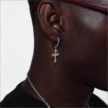 1对酷炫十字锆石耳环 - 銀色 - 查看 5