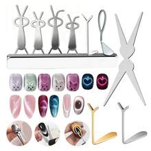 9 món dụng cụ hỗ trợ từ tính (bao gồm 1 nam châm thanh dài), dụng cụ hỗ trợ từ tính hình mắt mèo rỗng, tấm kim loại hình mắt mèo trái tim chữ Y từ tính, tai thỏ gập dễ thương - Bạc - Xem 1