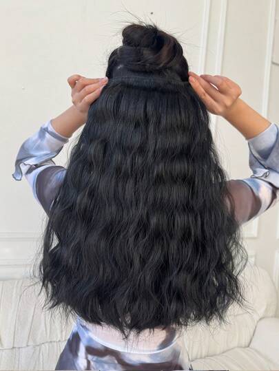 One-Piece Clip-In Hairpiece - Available In Black / Light Brown / Dark Brown / Off-Black. 18 Inches Long, Natural Wavy Texture. Synthetic Fiber Hairpiece , Ideal For Daily Wear. Natural-Looking & Beautiful; Adds Volume To Hair.