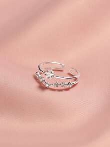 1pc Double Layer Cross Star Ring, Diamond Five Point Star, Unique Statement Design, Summer Vibes Light Luxury Jewelry, For Girlfriend Best Friend Valentine's Day Mother's Day Daily Wear - Antique Silver - View 6