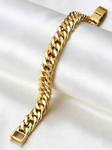 Vòng tay nữ mạ vàng 14K kiểu Cuban - bản rộng 12mm - chống thấm nước - trang sức nặng, không gây dị ứng - Món quà ý nghĩa dành tặng người ấy. - Vàng - Xem 3
