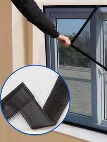 Bộ lưới chống muỗi cửa sổ đen trắng, dễ dàng lắp đặt bằng khóa dán, lưới chống muỗi thoáng khí vô hình, bộ lưới chống côn trùng và bụi bẩn, có thể tháo rời, thích hợp cho gia đình. - Lưới màu đen - Xem 3