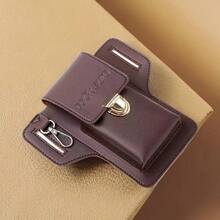 2026款建筑工地腰包，时尚多功能皮带夹，耐用纤薄设计，男士竖款驾驶证夹，适合年轻人和学生 - 棕色 - 查看 5