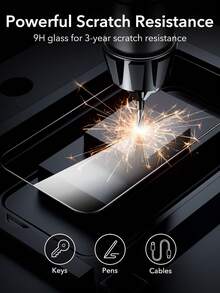 适用于 16/15/14/17Air/17Pro/17Pro Max/17/16E/16Pro/16Pro Max/15Pro/13/12/11 的 3 片装屏幕保护膜，[9H 硬度] [军规级防碎] 全覆盖钢化玻璃膜，完美贴合，高清透明，防刮擦 - 彩色 - 查看 4