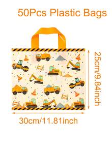 25/50个装工程车图案礼品袋，婴儿派对塑料手提袋，糖果袋，工程车主题生日派对回礼袋，婴儿派对装饰，派对回礼手提袋，婴儿派对礼物，性别揭晓派对用品，一周岁生日派对装饰，婴儿派对用品，生日礼物，婴儿派对回礼 - 工程車 - 查看 10