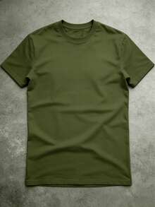GRDR Men's Fashionable Versatile Solid Color T-Shirt - Minimalist Casual Daily Short Sleeve - Green - View 4