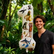 1 Set de Globos con Temática Cerebral Italiana de 40 Pulgadas, Kit de Globos de Números del 0 al 9 en Lámina Dorada - Ver 2