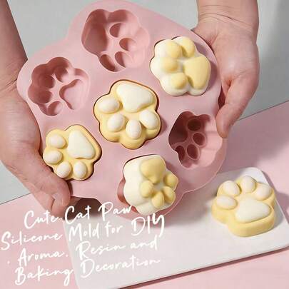 7-Cavity Cute Cat Paw Silicone Mold, Easy Release, For DIY Aroma, Resin & Baking Decor