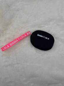Letter Embroidered Round Coin Purse, Mini Keychain Wallet, Women ID Card Holder, Change Purse, Mini Key Pouch, Lipstick Makeup Bag, Earphone Storage Pouch, Holiday Gift (For Family, Friends And Classmates), Birthday Gift - 黑色紅手提 - 查看 2