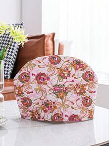 1pc Floral Fabric Insulated Tea Pot Cover, Cotton Dessert Tray Lid - Multicolor - View 6