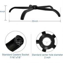 Frassie - Silla de oficina de 25 pulgadas, base de metal de repuesto resistente para silla de computadora de 2500 libras, parte de base con 5 ruedas - Negro - - Ver 5