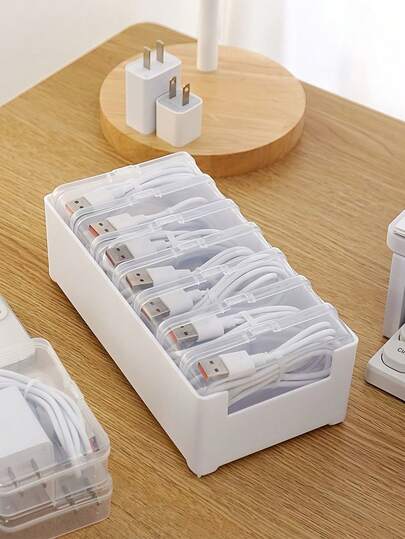 1 Set Lightweight Transparent Desktop Cable Management Box - Cable And Charger Storage Solution, Compact Design Suitable For Home Office Desks, Space-Saving Desktop Storage Solution For Office And Home Use, Made Of Durable Plastic, Ideal Choice For Office Organization And Daily Home Tidying