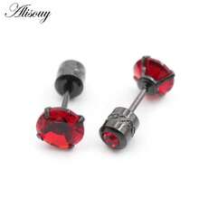 2 Pieces Surgical Stainless Steel 4 Prong Double Zirconia CZ Women Girl Ear Stud Cartilage Screw Earrings Piercing Jewelry - Stud Earring - View 16