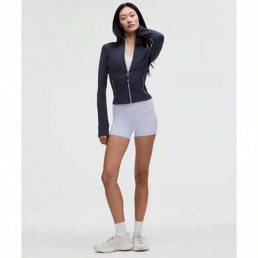 Lululemon Define Cropped Jacket Nulu LW3HWES - Xanh hải quân/Bạc tráng gương - Xem 1