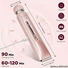 Women's Electric Shaver 2-In-1 Dual-Head Bikini Trimmer, IPX7 Waterproof, Wet/Dry Rechargeable Women's Trimmer, Suitable For Bikini Area/Underarms/Legs/Arms/Face, Beauty Gift/Valentine's Day Gift, Electric Hair Remover, Trimmer - Multicolor - View 11