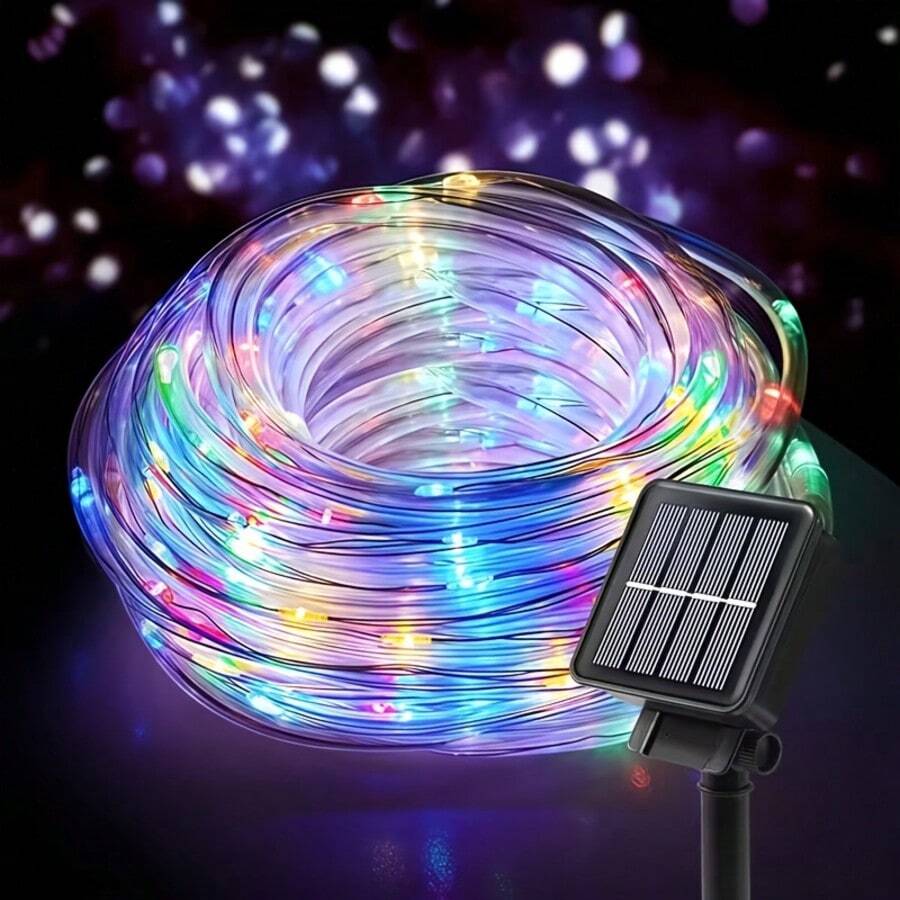 Solar Powered LED Light Strips With Dusk To Dawn Sensor, IPX4 Waterproof Soft PVC String Lights, 8 Lighting Modes, Suitable For Outdoor Garden Patio Pool Wedding Party Decor