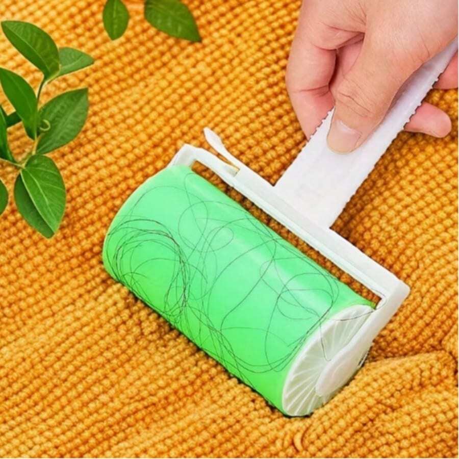 1个可重复使用的宠物毛发去除滚筒 - 配有符合人体工程学的手柄和粘毛刷，可水洗的宠物美容工具，适用于家具、衣物、家居清洁和宠物美容