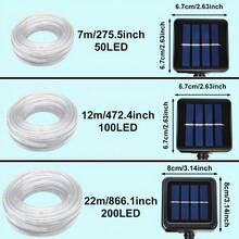 50/100/200/300pcs Solar LED Tube Lights String, Flexible Transparent PVC Solar Tube Lights, 8 Lighting Modes, IPX4 Waterproof For Outdoor Tree, Garden, Holiday Decor - Colored Light - View 8