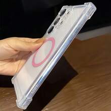 Galaxy S26 Ultra S21 S23 S22 S24 S25 Plus Transparent Magnetic Phone Case, Luxury Rugged And Drop-Proof Protective Case - Pink - View 3