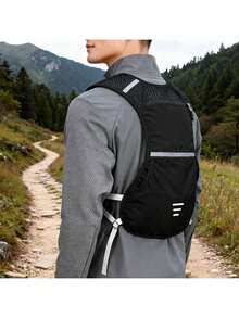 跑步背心跑步背包轻便功能性水袋包 5L，女士跑步背心，骆驼牌男士水袋背包，轻量 150 克，适合越野跑、徒步、马拉松 - 黑色 - 查看 3