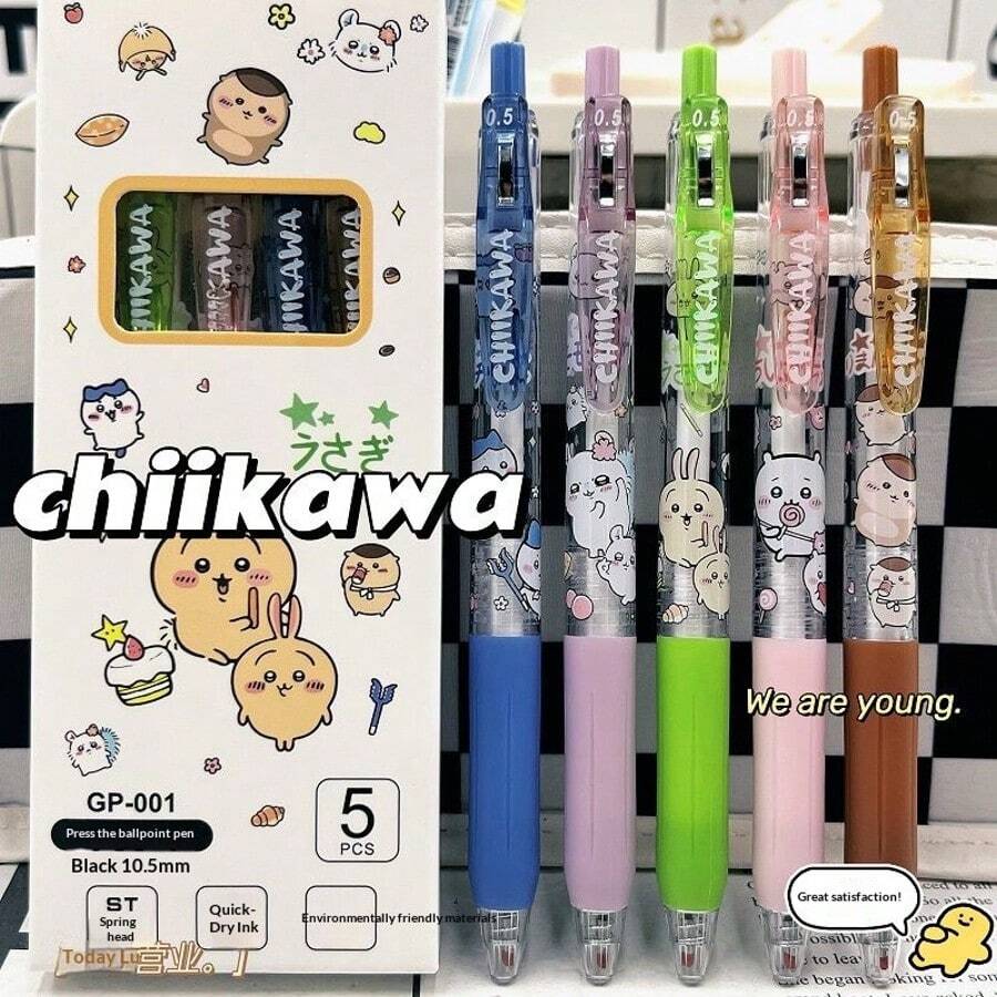 chiikawa Bộ 1 bút bi hoạt hình Gikawa kiểu dáng Ins, chất liệu cao cấp, đầu bút ST màu đen, hình trái tim nữ tính, trong suốt, có cần gạt và ngòi khô nhanh, là món quà hoàn hảo cho người hâm mộ và bạn bè trong dịp lễ. - Nhiều màu - Xem 1