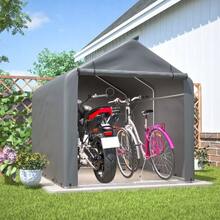Grey Bicycle Shelter/Tool Shed 160 X 220 X 165 Cm With Roll-Up Door - Waterproof PE Material - Grey - View 4