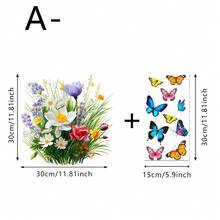 1片水彩蝴蝶花卉静电吸附窗膜，现代风格，可移除，适用于客厅、卧室、餐厅、浴室门窗玻璃装饰 - 花卉蝴蝶 - 查看 13