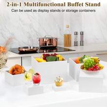 6 piezas Soportes de exhibición cuadrados de acrílico blanco, Estante de exhibición de postres, Vitrina de sobremesa - Blanco - Ver 2