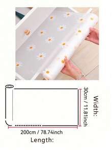 1 Roll Daisy Pattern Kitchen Cabinet Shelf Liner, Non-Adhesive Drawer Liner, Non-Slip Refrigerator Mat, EVA Waterproof Fridge Pad, Cabinet Liner, Easy Placemat - Multicolor - View 8