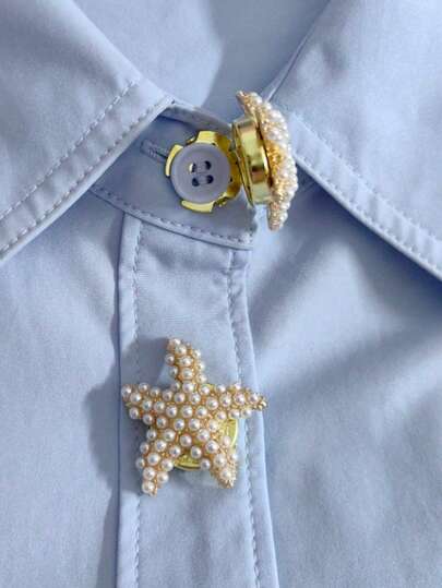 2pcs Button Cover For Shirt Starfish Shape Cufflinks Covers Flower Sleeve Button Clip On Button For Dress Wedding Tux Decoration Button Clothing Accessories Gifts