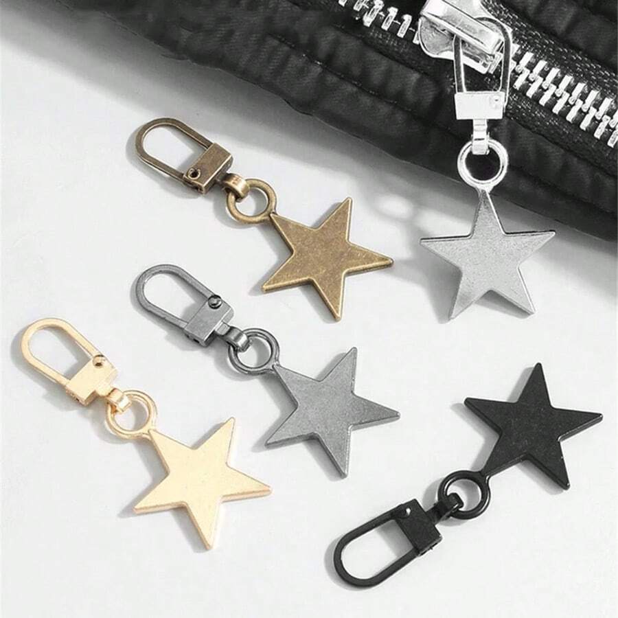 Revive Old Zippers - Detachable 5-Pointed Star Zipper Pulls, Personalized Decorative Small Accessory, Versatile Star Zipper Heads, Multiple Colors Available