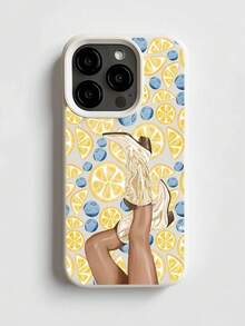 1 pieza Funda de teléfono suave con patrón de limón y arándano, resistente a arañazos y huellas dactilares, compatible con iPhone 17/16/16Pro/16Plus/15/15ProMax/15Pro/11/12/13/14ProMax/11Pro/11ProMax/12Pro/12ProMax/13Pro/13ProMax/14Pro/14ProMax - Multicolor - Ver 4