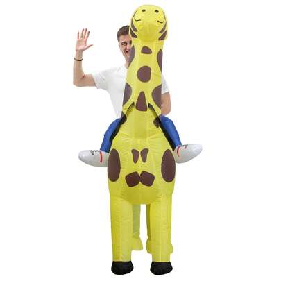 Inflatable Giraffe Costume For Holiday Party, Halloween Trick-Or-Treat/Christmas Gift/Valentine's Day Surprise! Suitable For 1.5-2m Height, Includes Air Blower, Batteries Not Included