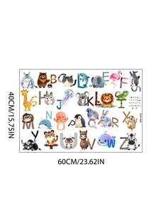 26pcs Cartoon Animal Alphabet Wall Stickers, Self-Adhesive Decor For Kids Room, Early Education Center - Multicolor - View 5