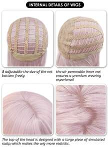 alicegarden 这款26英寸长的合成假发，采用自然直发造型，并染成了迷人的粉色。它带有刘海设计，由耐热纤维制成，经久耐用。这款假发非常适合日常佩戴，能够打造自然逼真的效果。 - 粉色 - 查看 9