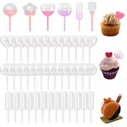 Bộ 50 chai nhỏ 4ml dạng bóp, thích hợp để đựng gia vị, nước sốt, dùng cho bánh cupcake, tráng miệng và trang trí bánh.