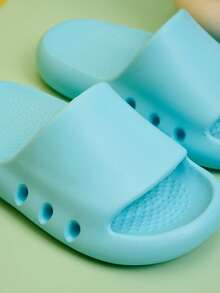 1 đôi dép đi trong nhà thoải mái, thời trang, nhẹ nhàng cho bé trai/bé gái, màu đỏ/vàng/xanh dương, đế mềm, thích hợp cho mùa hè. - Màu xanh lam - Xem 6