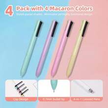 Multicolor Ballpoint Pen 0.7 Multicolor Pen In One 4-In-1 Colored Pens 4 Color Retractable Pen In One Colorful Ink Ballpoint Gift Pens For Planner Journaling Valentines Day Gifts - Multicolor - View 3