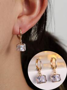 1对女士耳环，时尚简约优雅圈形耳环，适合作为礼物和日常佩戴 - 耳環 - 查看 5