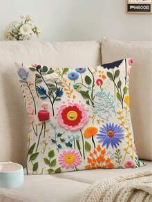 4pcs Spring & Summer Floral & Letter Print Pillow Covers (Pillow Insert Not Included), Home Decor Sofa Cushion Covers, Bedroom Headrest, Car Seat Pillow Covers, Room Decor - Multicolor - View 6