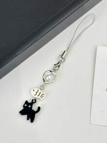 1个“黑猫不吃鱼”可爱吊坠，简约个性化手机挂绳，CCD相机挂绳 - 彩色 - 查看 4