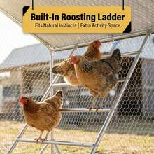 Chicken Coops Large Metal Chicken Run For  Chickens Poultry Cage With Waterproof Cover For Duck Walk-In Chicken Pen For Yard - 銀色 - 查看 6