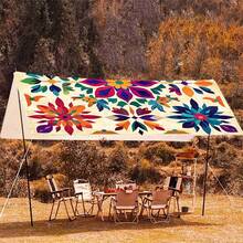 1pc Bohemian Mandala Pattern Gradient Color Outdoor Canopy Beach Sunshade Curtain - Thickened Sun Protection, Easy Installation & Storage, 6-Person Capacity For Garden, Courtyard, Poolside (Excludes Poles), Outdoor Sun Shade - A - View 7