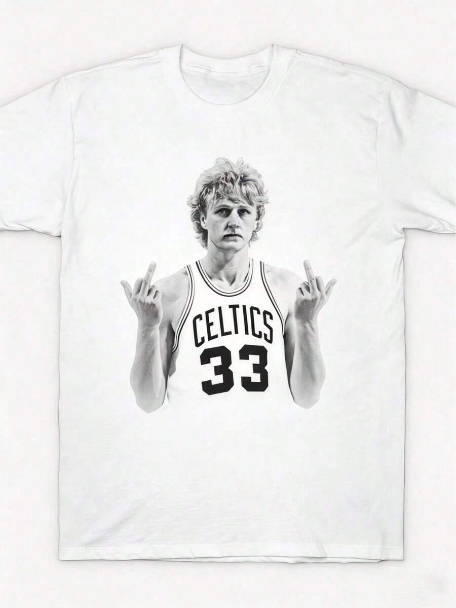 2026 Summer New Arrival Men's T-Shirt Larry Bird Retro 90s T-Shirt Black Shirt Men's Shirts Vintage Men's Clothing Graphic Tees Camisetas Para Hombre - trắng 2 - Xem 1