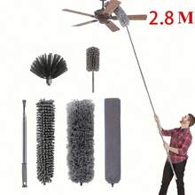 2/3/4/6pcs Microfiber Duster Set, Extendable Feather Duster Handle, Reusable Flexible Cleaning Duster, Lightweight And Washable, Suitable For Ceiling Fan, Car - Multicolor - View 14
