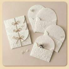 5Pcs Pleated Texture Envelopes With Hemp Rope Binding, Plant Embossed Paper Envelopes 3.93*2.75 Inches For Greeting Cards Wedding Invitations Festival Birthday & Thank You Notes - A3.93*2.75in Pleated Style - View 9