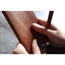 mr. rouge - Set de 3 libretas de bolsillo portada de cuero diario de viaje sketchbook cosido. HECHO A MANO. PIEL CLARO - PIEL CLARA - Ver 3