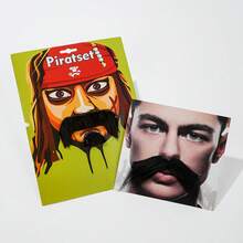 1件万圣节海盗服装逼真粘性毛毡假胡子面具化妆表演道具 - 黑色 - 查看 3