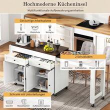 Kitchen Island On Wheels, Extendable Dining Area Kitchen Island With Worktop And Drawers, Mobile Freestanding Kitchen Island, Ideal For Kitchen And Dining Room - Walnut - View 6